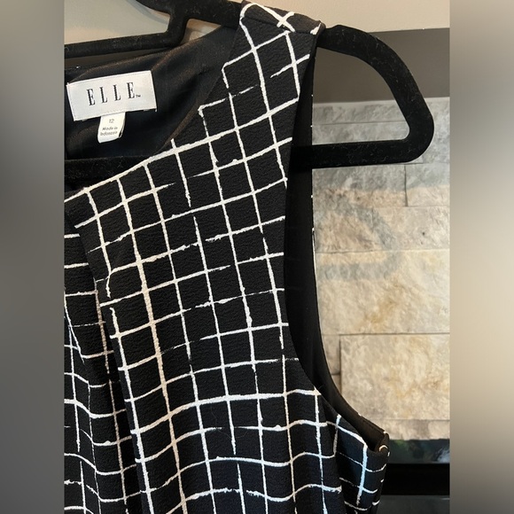 Elle black and white checkered sleeveless A-"line dress size 12 - Picture 6 of 9